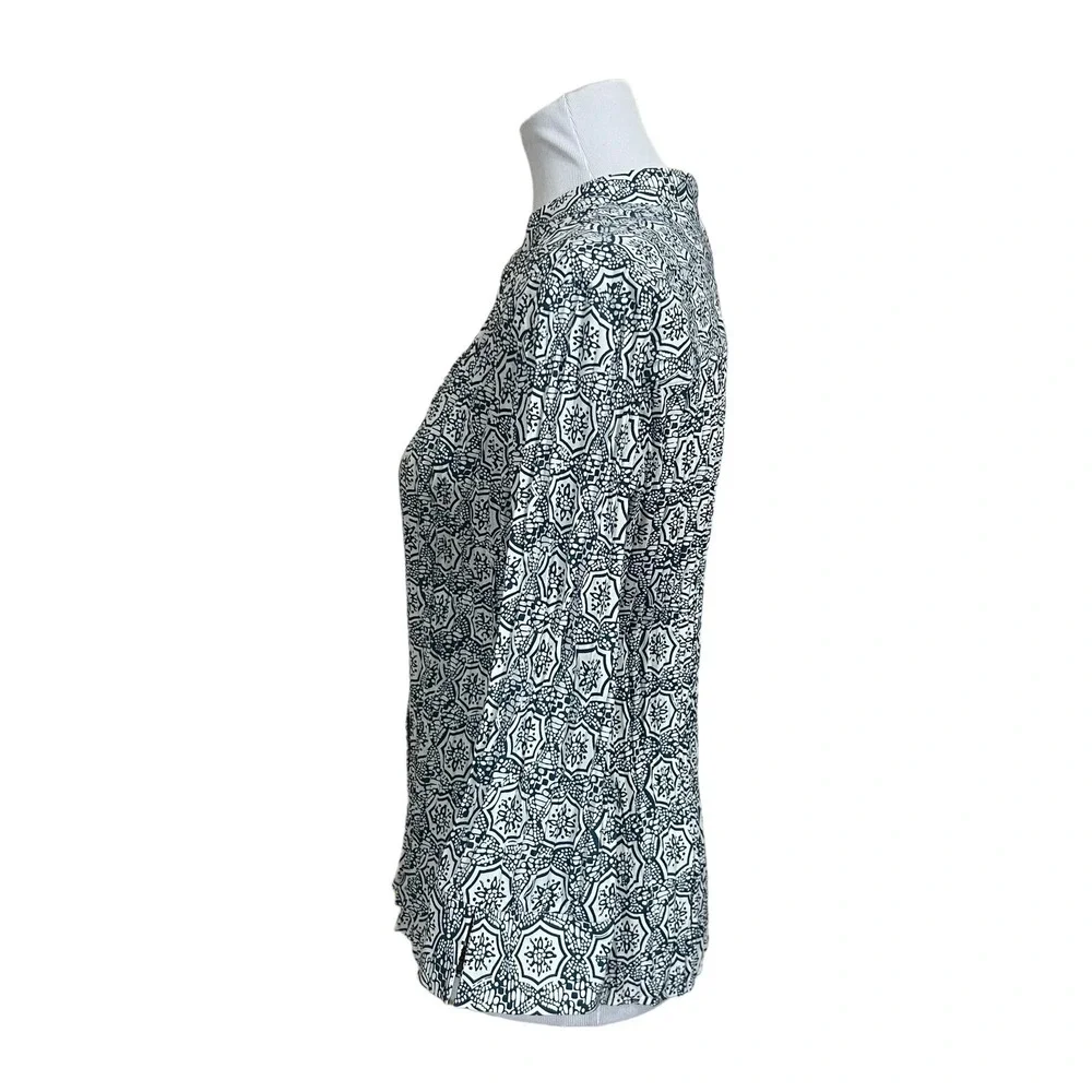 Fred David Womens Gray White‎ High Low Split Cuff Blouse Size L